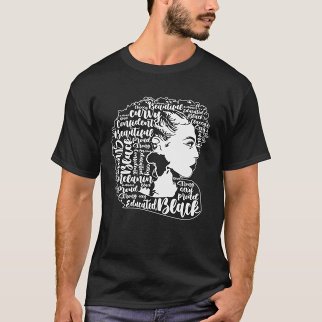 T-shirt Black Woman Afro Black Pride Black History Month (Devant)