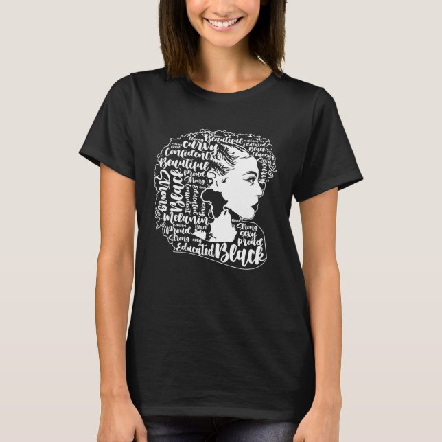 T-shirt Black Woman Afro Black Pride Black History Month (Devant)