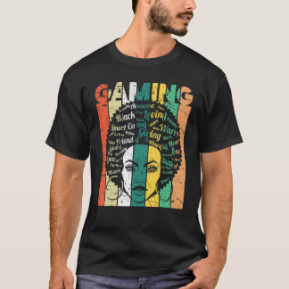 T-shirt Black Woman Gaming Afro Retro Cool Black History M