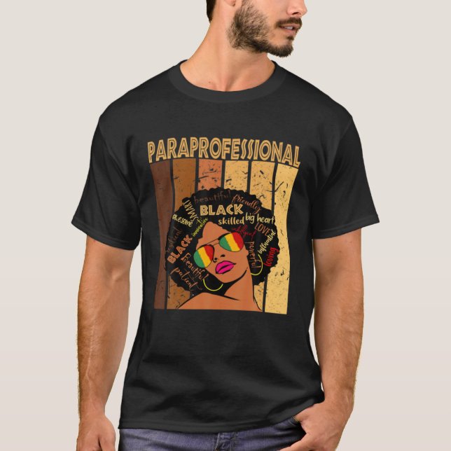 T-shirt Black Woman Paraprofessional Teacher Assistant Afr (Devant)