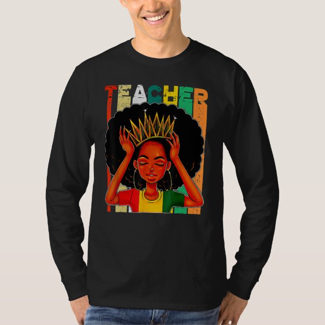 T-shirt Black Woman Teacher Afro Retro Matching Black Hist (Devant)