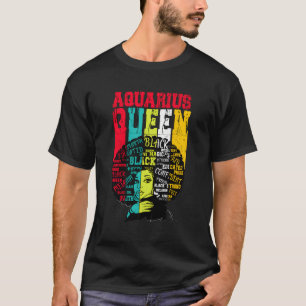 T-shirt Black Women Afro Cheveux Cadeau Aquarius Queen Fév