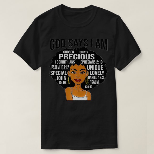 T-shirt Black Women God Dit Que Je Suis Choisi Pardonné Pr (Design devant)