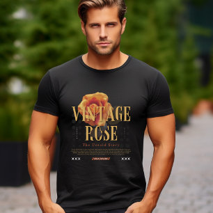 T-shirt Black Yellow Orange Vintage Rose Histoire Inracont