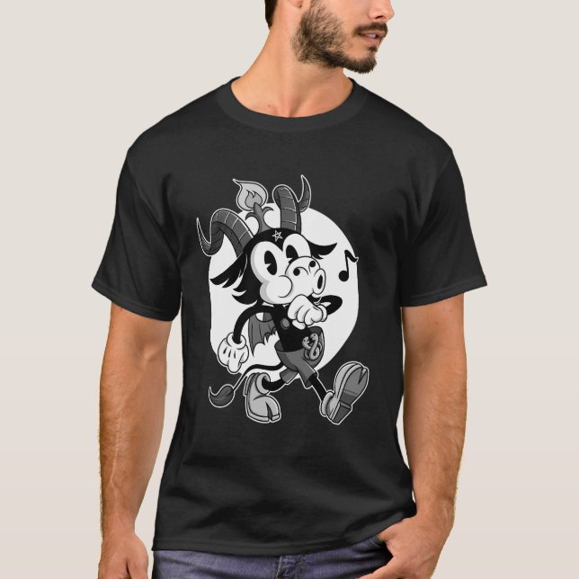 T-shirt Blackcraft athée Satan Baphomet Chèvre Retro Carto (Devant)