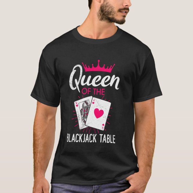 T-shirt Blackjack QUEEN SUR LA TABLE BLACKJACK Funny Black (Devant)
