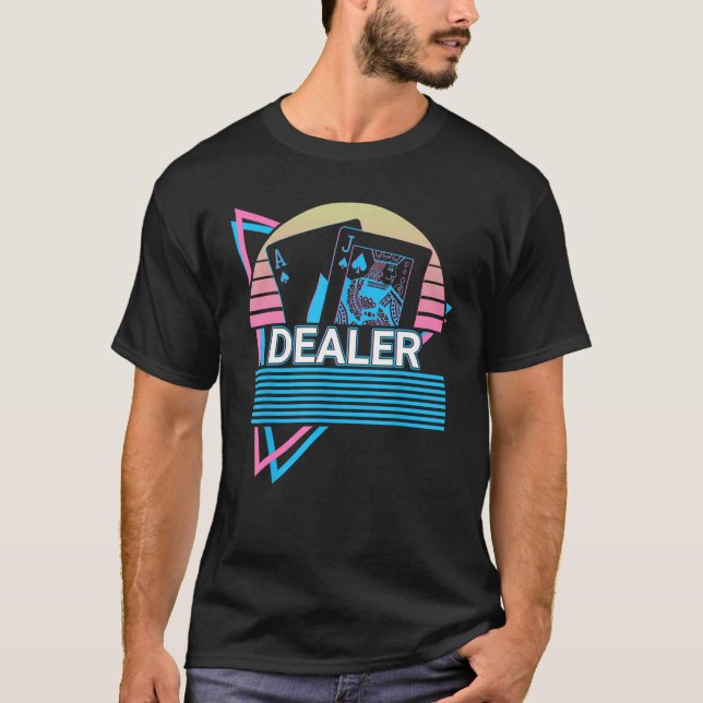 T-shirt Blackjack Retro Dealer (Devant)
