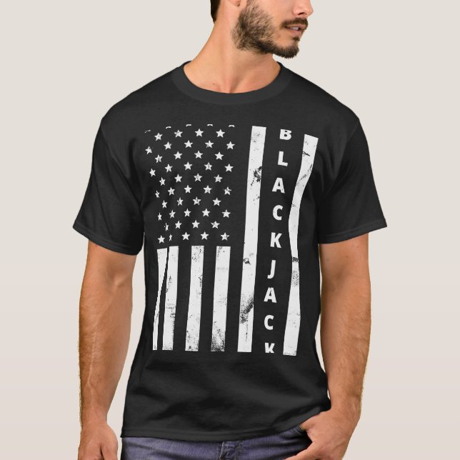 T-shirt Blackjack Vintage US Drapeau Casino Blackjac (Devant)