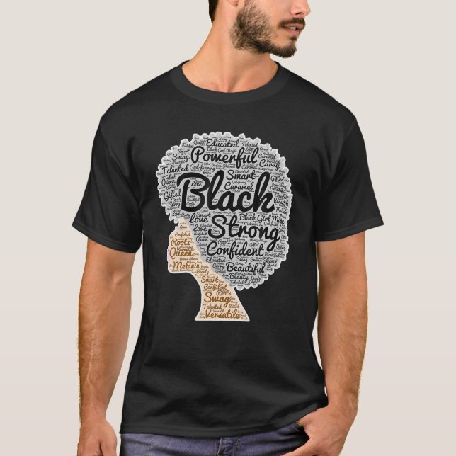 T-shirt Blacks History Month Afro Words Art Natural Hair (Devant)