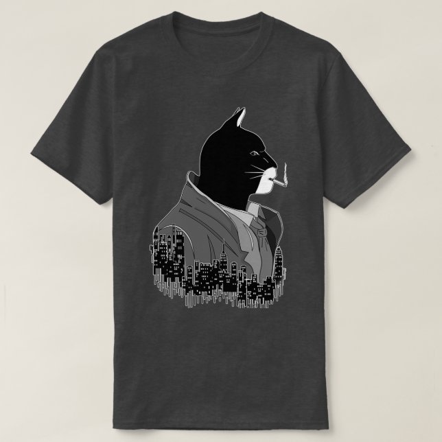 T-shirt Blacksad Ville de nuit noir et blanc noire noire (Design devant)