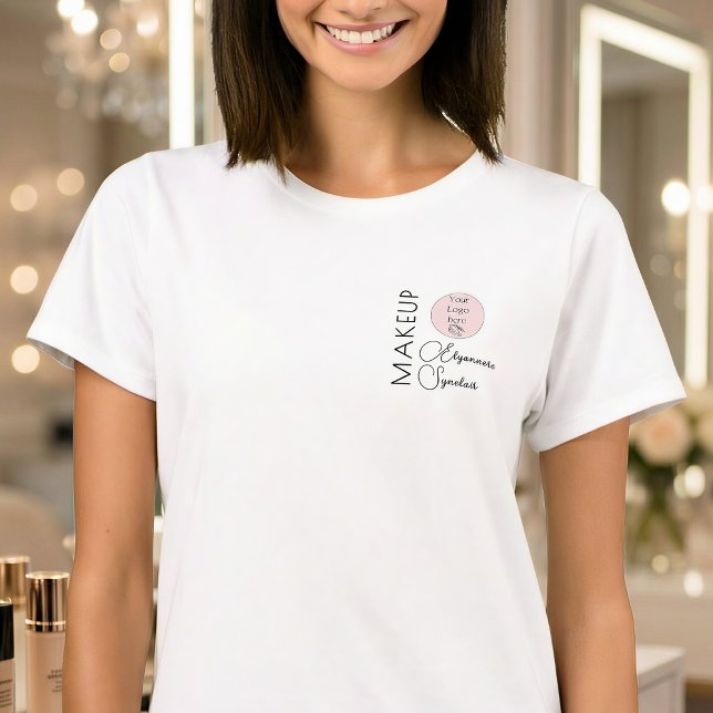 T-shirt BlackScriptEmployeeName Business Logo Makeup (Créateur téléchargé)