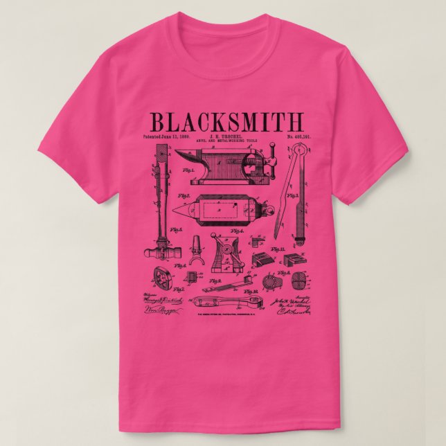 T-shirt Blacksmith Anvil Et Outils Brevet Vintage (Design devant)
