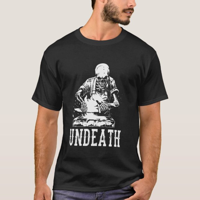 T-shirt Blacksmith Skeleton - Iron Worker Blacksmithing Un (Devant)