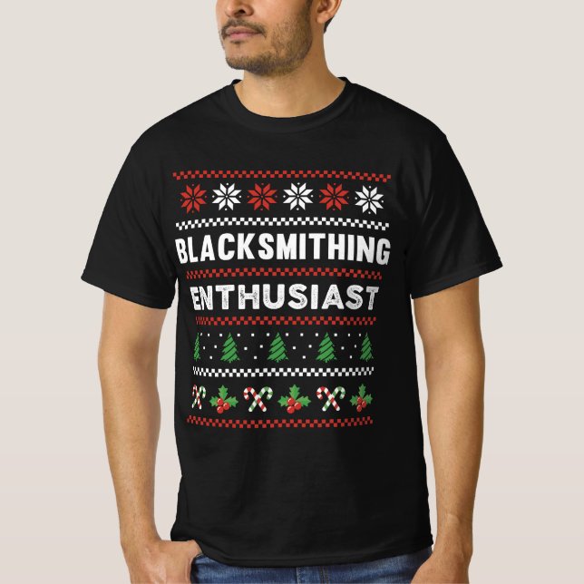 T-shirt Blacksmithing Enthusiast Ugly Christmas Sweater (Devant)