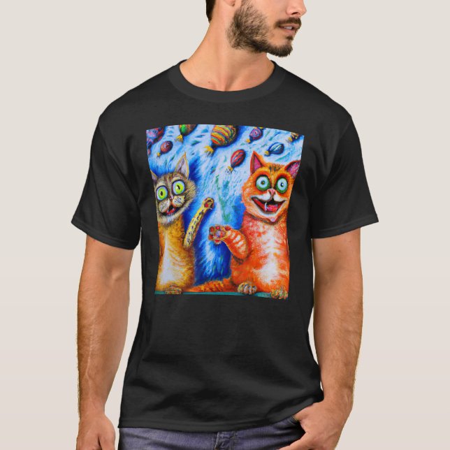 T-shirt Blague de chat deux chatons meme (Devant)