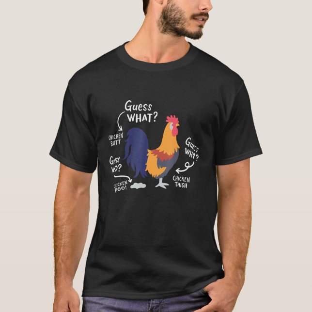 T-shirt Blague de poule drôle devine pourquoi la ferme (Devant)