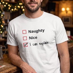 T-shirt Blague drôle de liste de Noël naughty avec case à 