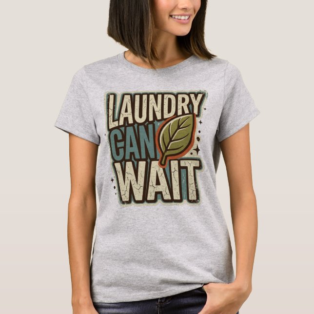 T-shirt Blague Lessive Peut Attendre Feuille De Basilic Ja (Devant)