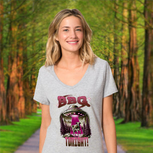 T-shirt Blague sur l'enlèvement de vache au BBQ Alien