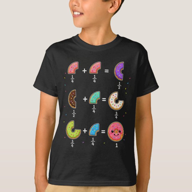 T-shirt Blagues de maths sur les fractions de beignets (Devant)