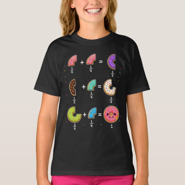 T-shirt Blagues de maths sur les fractions de beignets (Devant)