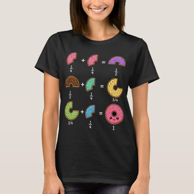 T-shirt Blagues de maths sur les fractions de beignets (Devant)