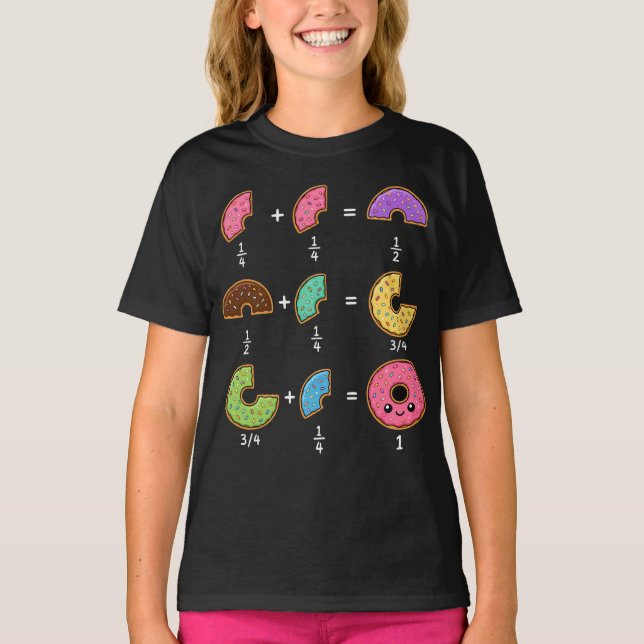 T-shirt Blagues de maths sur les fractions de beignets (Devant)