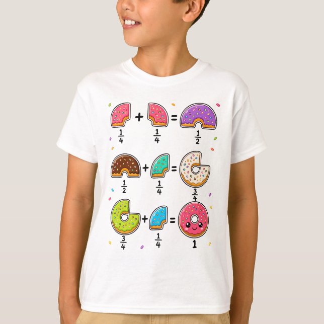 T-shirt Blagues de maths sur les fractions de beignets (Devant)