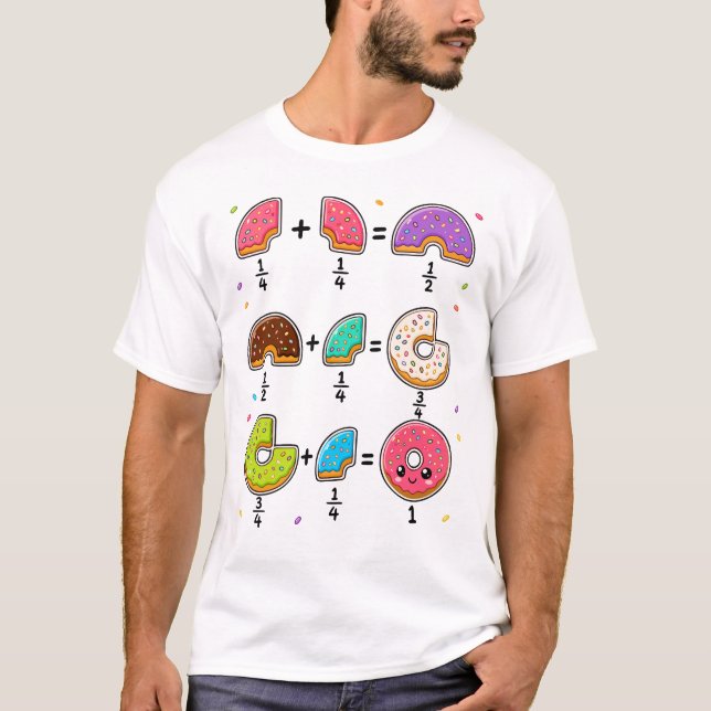 T-shirt Blagues de maths sur les fractions de beignets (Devant)