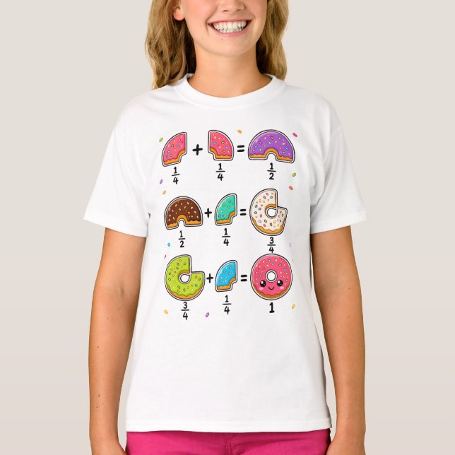 T-shirt Blagues de maths sur les fractions de beignets (Devant)
