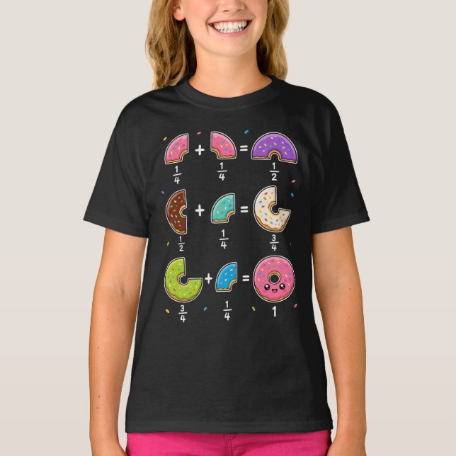 T-shirt Blagues de maths sur les fractions de beignets (Devant)