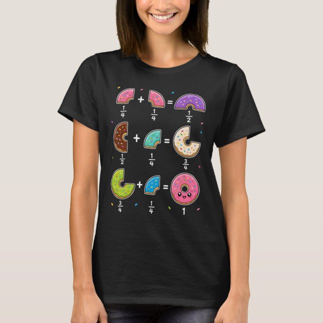 T-shirt Blagues de maths sur les fractions de beignets (Devant)
