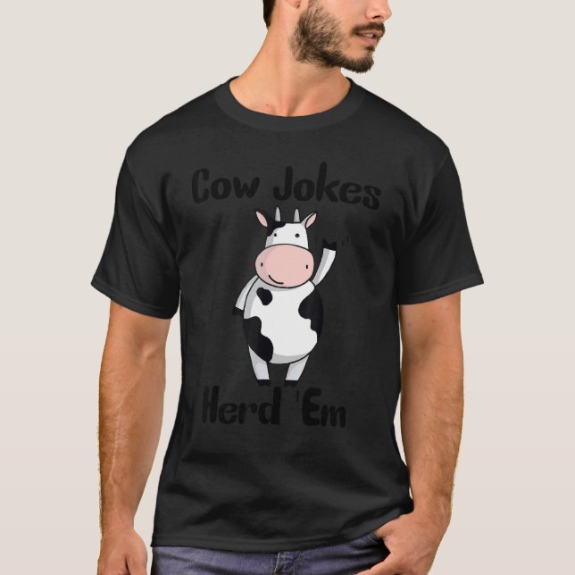 T-shirt Blagues de vache Les rassembler  Puns sarcastiques (Devant)