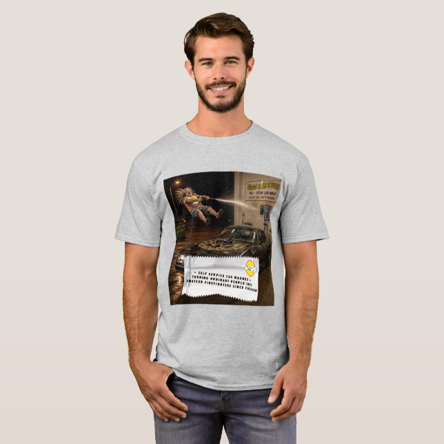 T-Shirt Blagues Étiquette de Chewing-Gum Lavage de (Devant entier)