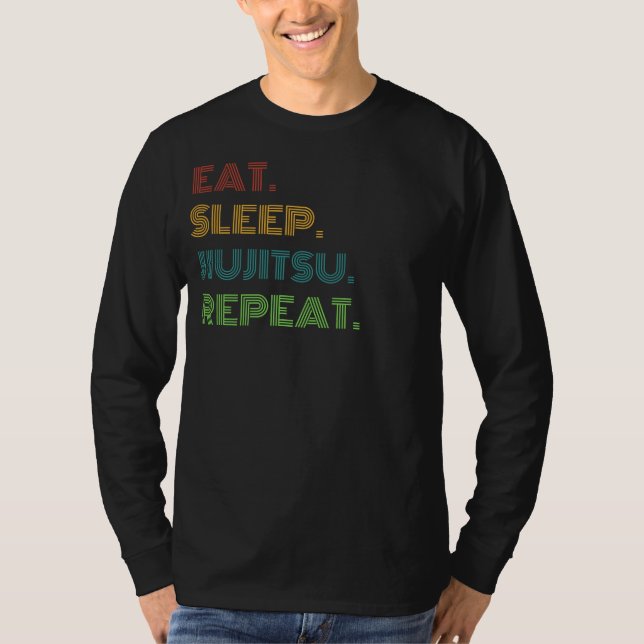 T-shirt Blagues Jiu-Jitsu : Mange, Dors, Jiu-Jitsu Répéter (Devant)