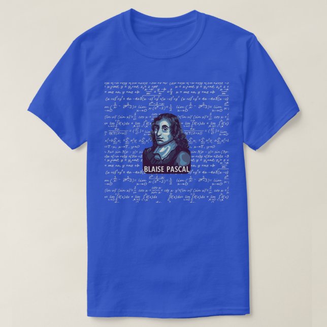 T-shirt Blaise Portrait Pascal Avec Mathématiques (Design devant)
