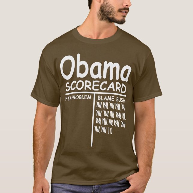 T-shirt Blâme Bush - carte de score d'Obama (Devant)