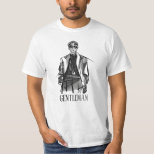 T-shirt blanc à demi-manches avec Brush Gentleman