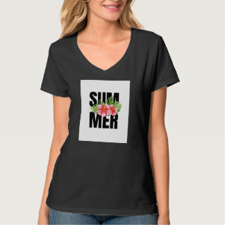 T-shirt blanc à demi-manches avec étiquette d'été
