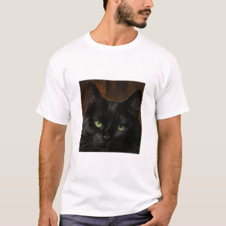 T-shirt blanc à demi-manches avec motif de chat no