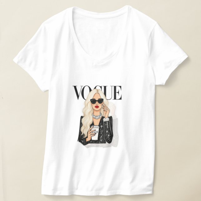 T-Shirt blanc à demi-manches Vogue (Poser)