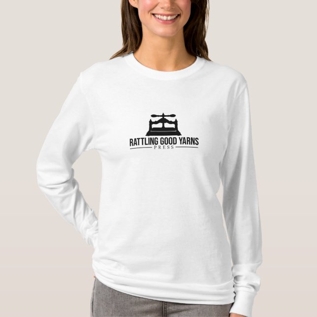 T-shirt blanc à long feutre pour femmes (Devant)