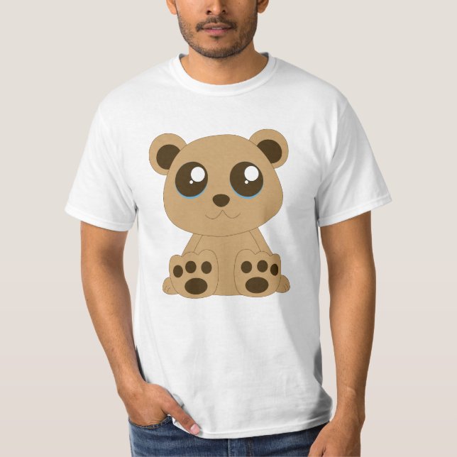 T-shirt blanc à l'ours en peluche (Devant)