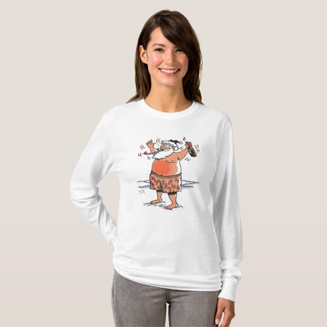 T-shirt blanc à manches longues pour femmes avec P (Devant entier)