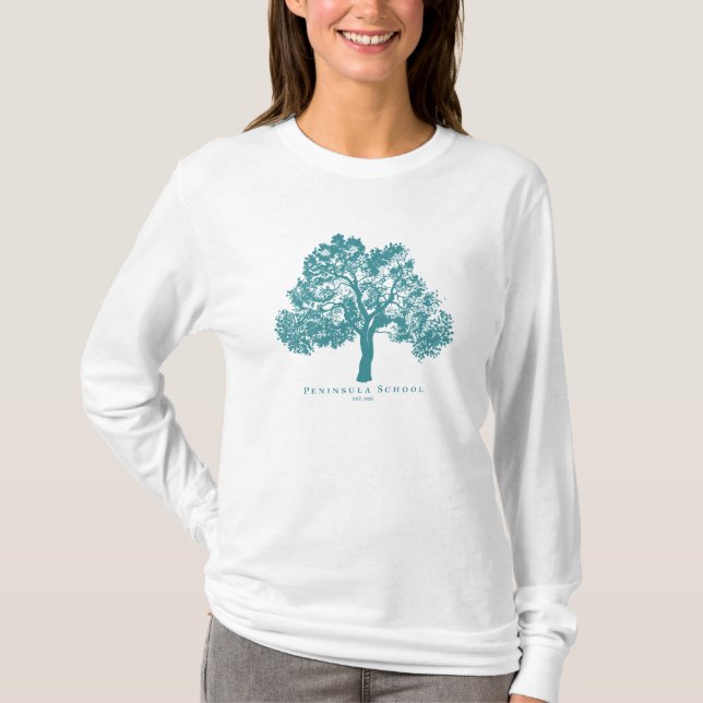 T-shirt Blanc à manches longues pour femmes de la péninsul (Devant)