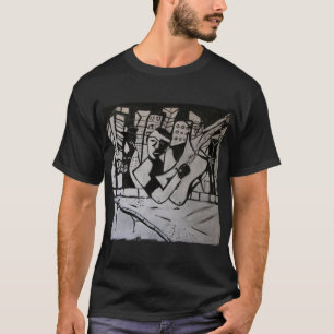 T-SHIRT BLANC ABSTRAIT DE NOIR DE GUITARISTE