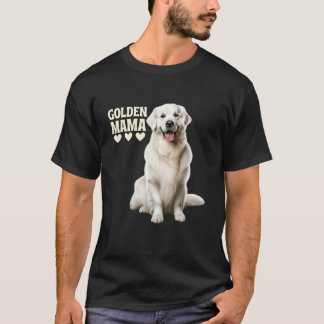 T-shirt Blanc Anglais Crème Golden Retriever Chien Maman G