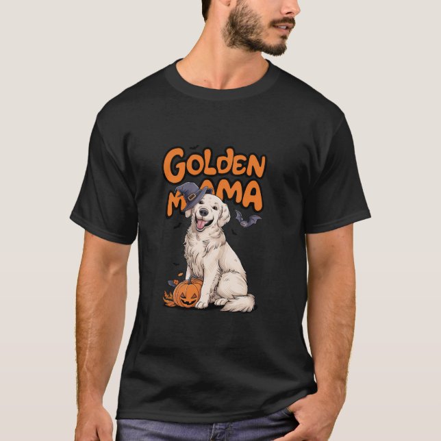 T-shirt Blanc Anglais Crème Golden Retriever Golden Mama H (Devant)