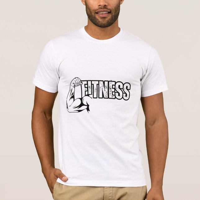T-shirt blanc avec design fitness (Devant)