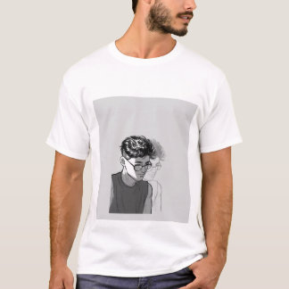 T-shirt blanc avec motif de visage d'homme sur man